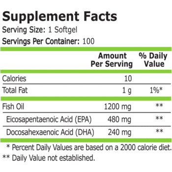 Pure Nutrition Fish Oil 480 EPA/240 DHA 100 Softgels 1