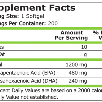 Pure Nutrition Fish Oil 480 EPA/240 DHA 200 Softgels 1