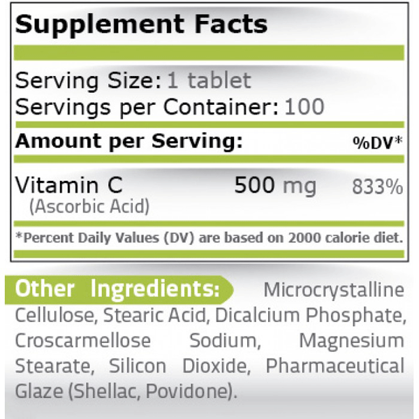 Pure Nutrition Vitamin C 500mg 100 taps Vitamins And Minerals